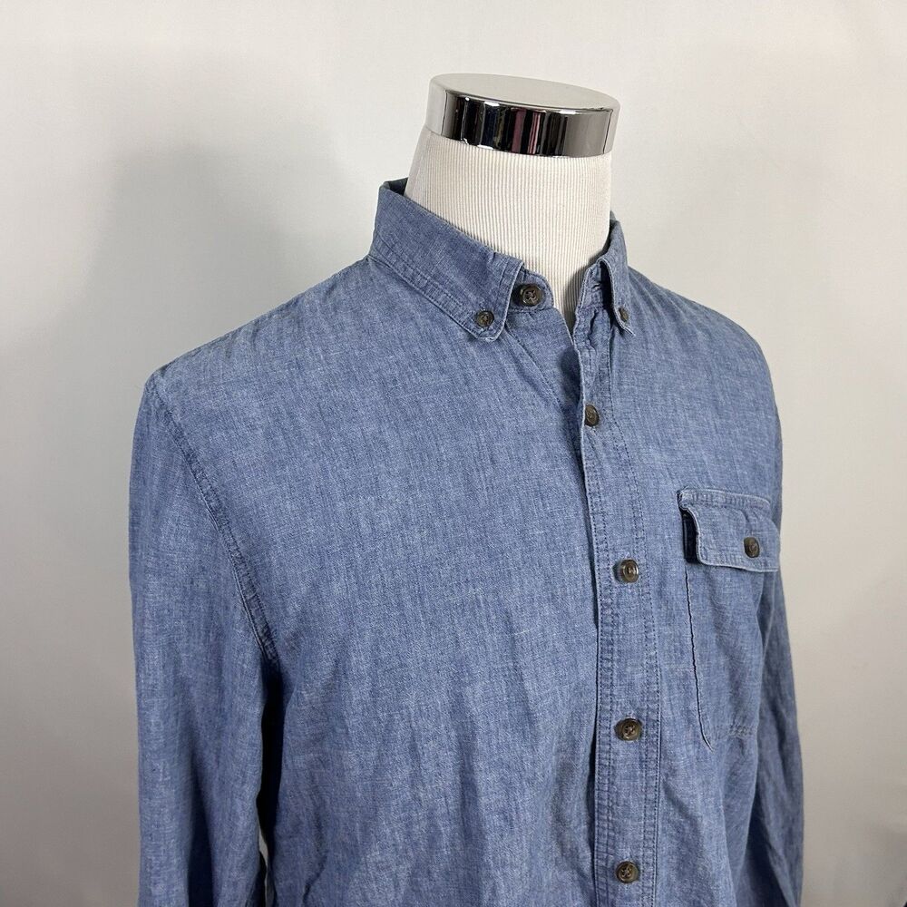 Best Made Co Large Standard Indigo Chambray Shirt Blue Linen Cotton Blend
